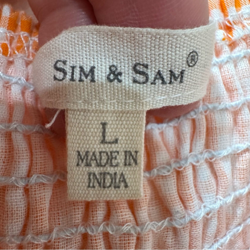 Sim and Sam Cutout Orange Gingham Dress Women's Large Stretch Midi - Picture 10 of 15
